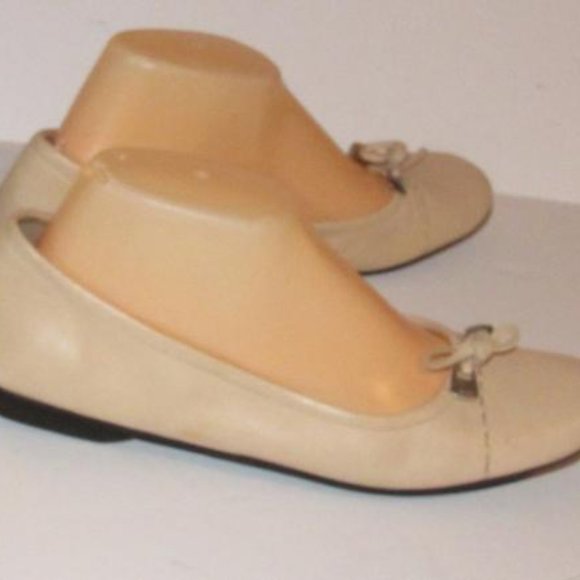 Prada Pink Beige Almond Toe Chrome Accent Designer Flats - Picture 4 of 12